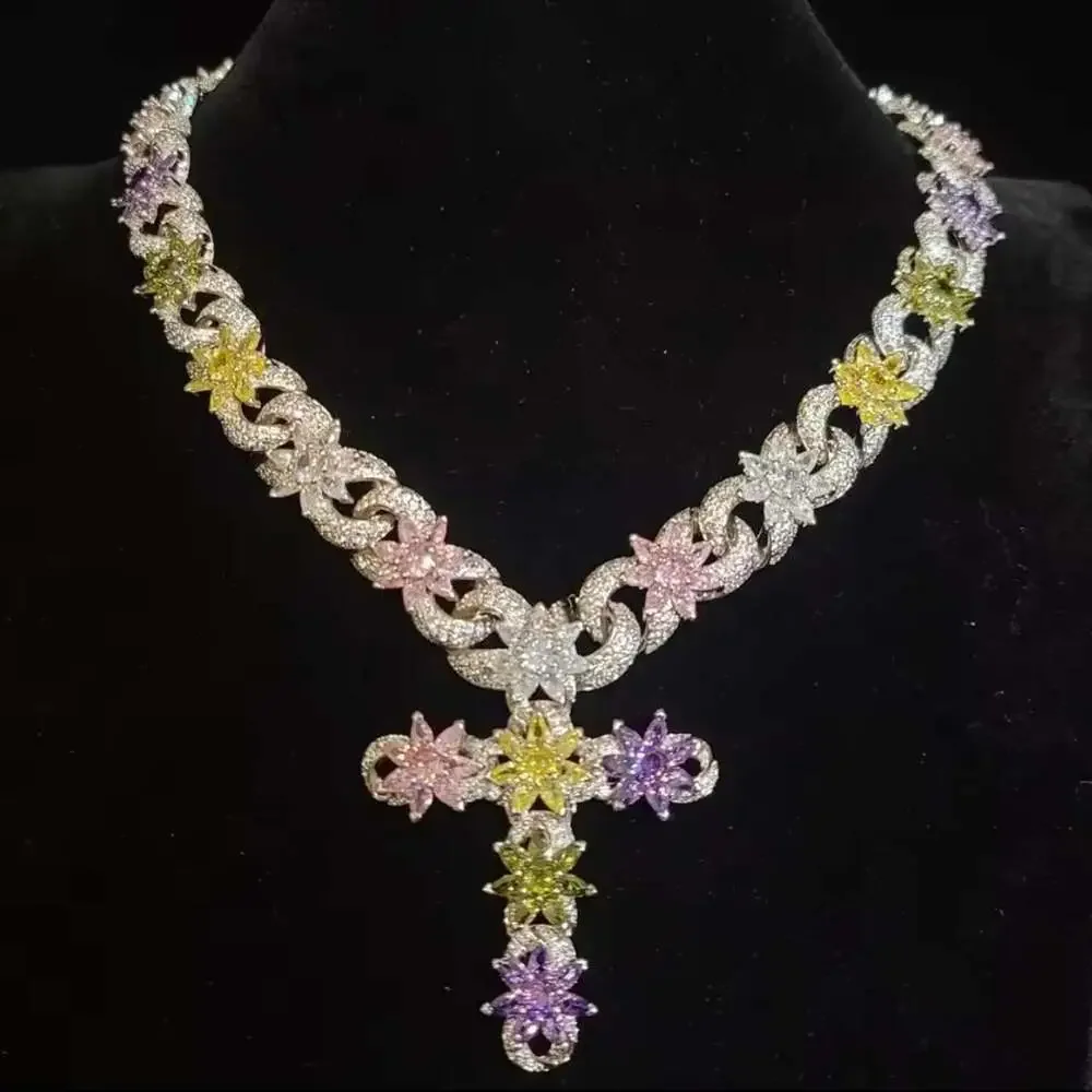 Multi Coloured Cross Necklace 18 Inch 3432